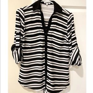 Express - Black and White Striped Blouse